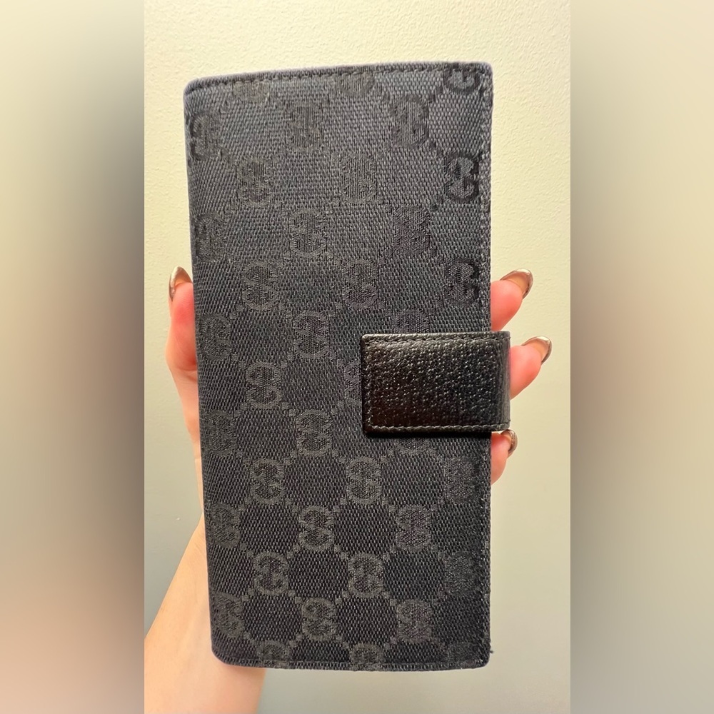 Authentic Gucci Black Eclipse Long Wallet Canvas & Leather *AMAZING CONDITION* - Picture 8 of 16